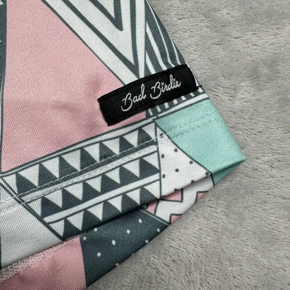 Bad Birdie Polo Shirt Mens Medium Multicolor Geometric Triangle Golf Performance - Picture 5 of 11